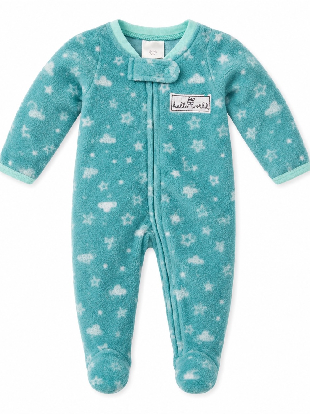 Koala Kids Teal Cloud & Star Fleece Footed One-Piece